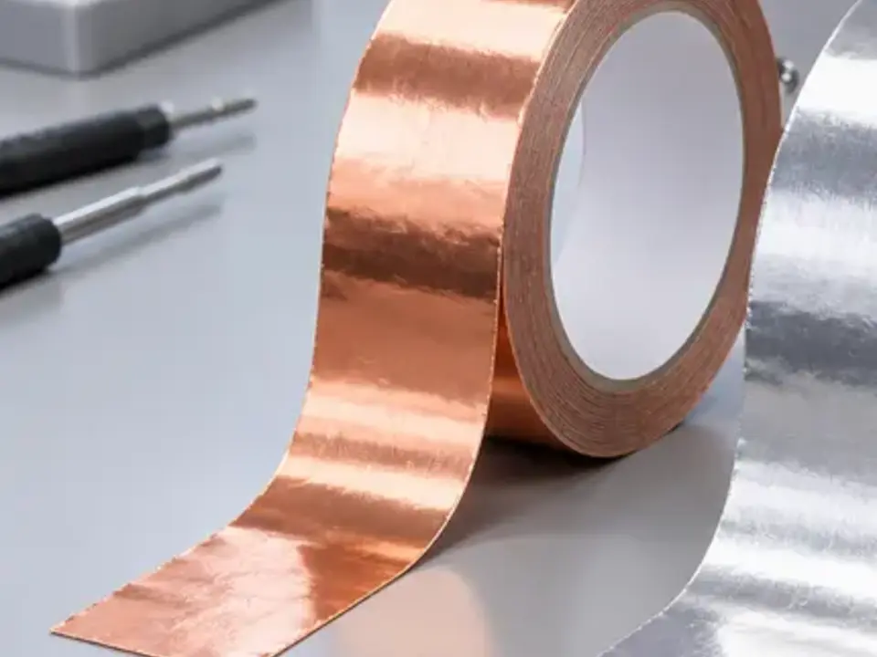 Generische Kupferfolienrolle als Visual für elektrisch leitfähige Klebebänder