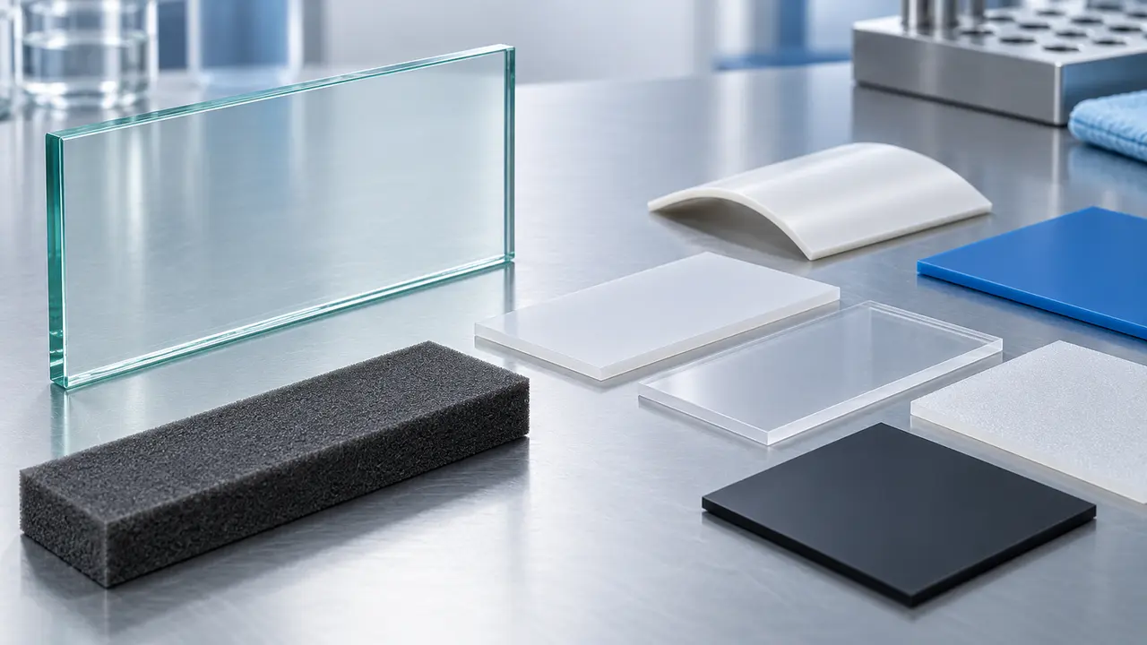 Ungebrandete Glas-, Schaum- und Kunststoffproben